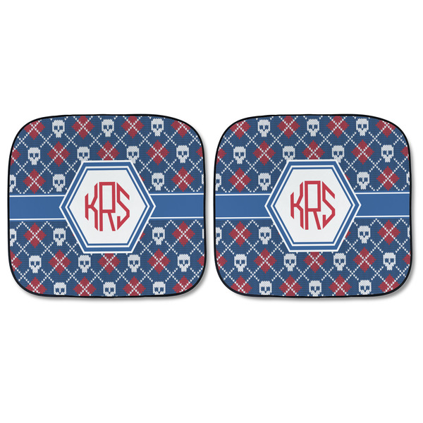 Knitted Argyle & Skulls Car Sun Shades - FRONT