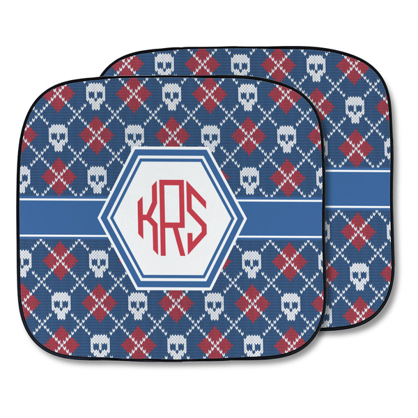 Custom Knitted Argyle & Skulls Car Sun Shade - Two Piece (Personalized)