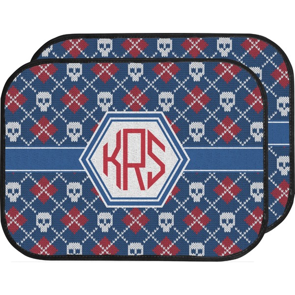 Custom Knitted Argyle & Skulls Car Floor Mats (Back Seat) (Personalized)