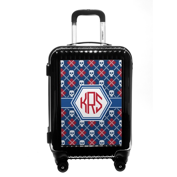 Custom Knitted Argyle & Skulls Carry On Hard Shell Suitcase (Personalized)