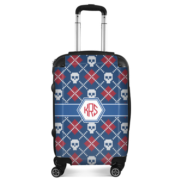 Custom Knitted Argyle & Skulls Suitcase - 20" Carry On (Personalized)