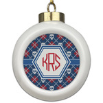 Knitted Argyle & Skulls Ceramic Ball Ornament (Personalized)
