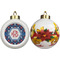 Knitted Argyle & Skulls Ceramic Christmas Ornament - Poinsettias (APPROVAL)