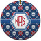 Knitted Argyle & Skulls Ceramic Flat Ornament - Circle (Front)