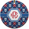 Knitted Argyle & Skulls Round Ceramic Ornament w/ Monogram