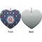 Knitted Argyle & Skulls Ceramic Flat Ornament - Heart Front & Back (APPROVAL)