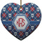 Knitted Argyle & Skulls Ceramic Flat Ornament - Heart (Front)