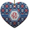 Knitted Argyle & Skulls Heart Ceramic Ornament w/ Monogram