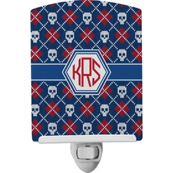 Knitted Argyle & Skulls Ceramic Night Light (Personalized)