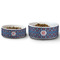 Knitted Argyle & Skulls Ceramic Dog Bowls - Size Comparison