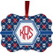 Knitted Argyle & Skulls Metal Frame Ornament - Double Sided w/ Monogram