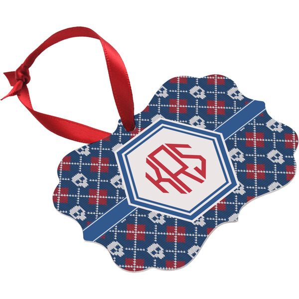 Knitted Argyle & Skulls Christmas Ornament