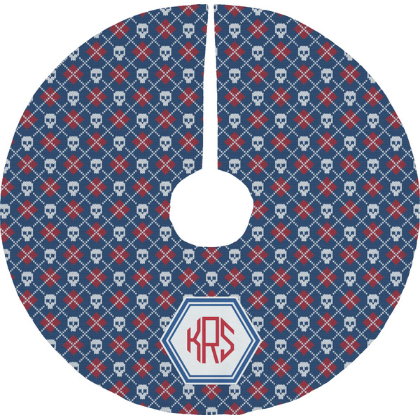 Custom Knitted Argyle & Skulls Tree Skirt (Personalized)