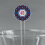 Knitted Argyle & Skulls 7" Round Plastic Stir Sticks - Clear (Personalized)