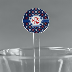 Knitted Argyle & Skulls 5.5" Round Plastic Stir Sticks - Clear (Personalized)