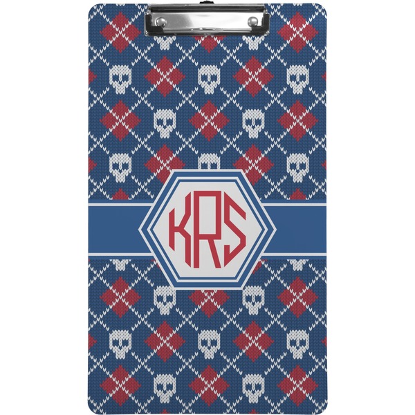Custom Knitted Argyle & Skulls Clipboard (Legal Size) (Personalized)
