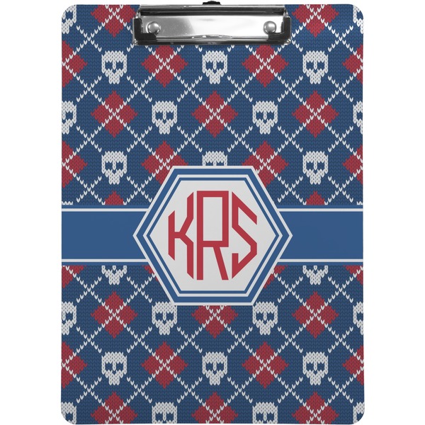Custom Knitted Argyle & Skulls Clipboard (Personalized)