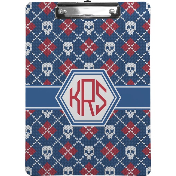 Custom Knitted Argyle & Skulls Clipboard (Letter Size) (Personalized)