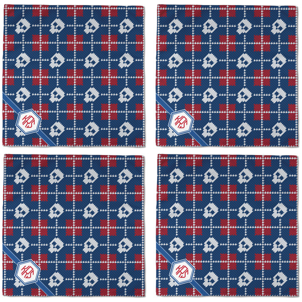 Knitted Argyle & Skulls Cloth Napkins - Personalized Dinner (APPROVAL) Set of 4