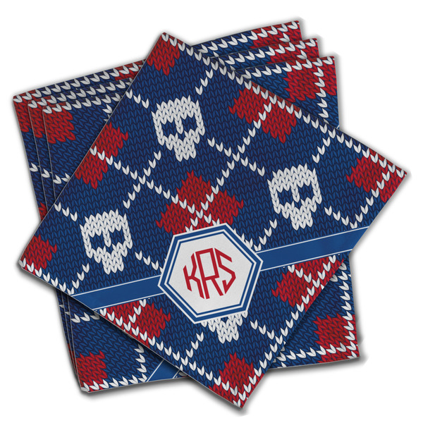 Custom Knitted Argyle & Skulls Cloth Napkins (Set of 4) (Personalized)