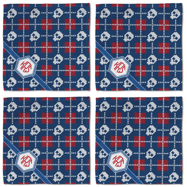 Knitted Argyle & Skulls Cloth Napkins - Personalized Lunch (APPROVAL) Set of 4