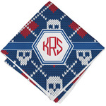 Knitted Argyle & Skulls Cloth Cocktail Napkin - Single w/ Monogram
