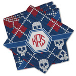 Knitted Argyle & Skulls Cloth Cocktail Napkins - Set of 4 w/ Monogram