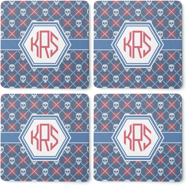 Knitted Argyle & Skulls Coaster Rubber Back - Apvl