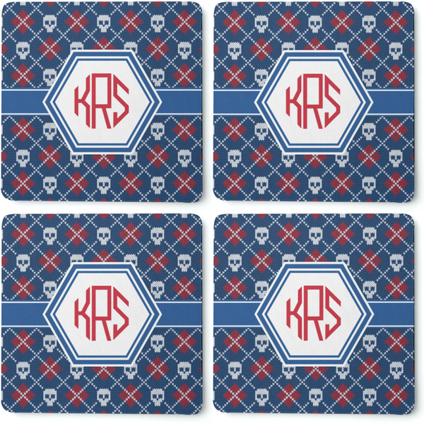 Knitted Argyle & Skulls Coaster Rubber Back - Apvl