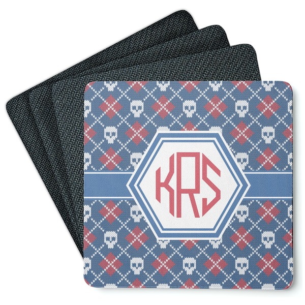 Knitted Argyle & Skulls Coaster Rubber Back - Main