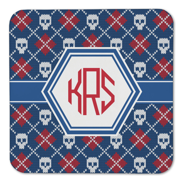 Knitted Argyle & Skulls Coaster Set - FRONT (one)
