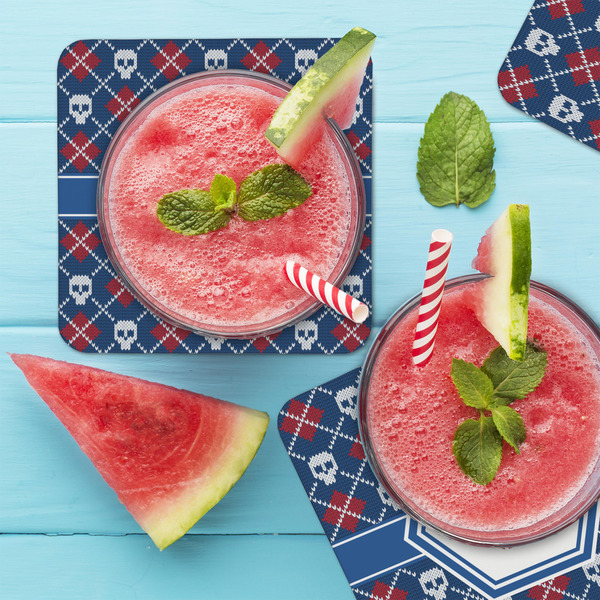 Knitted Argyle & Skulls Coaster Set - LIFESTYLE