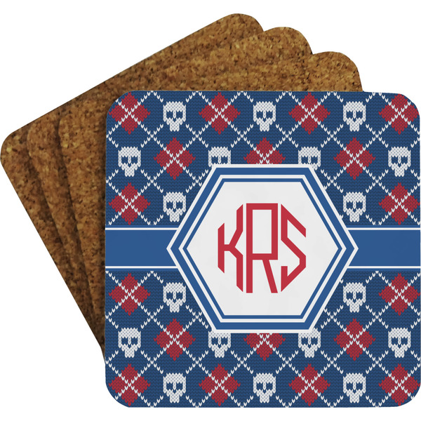 Knitted Argyle & Skulls Coaster Set (Personalized)