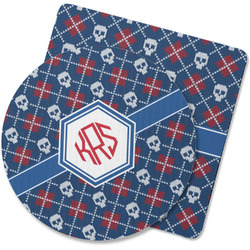 Knitted Argyle & Skulls Rubber Backed Coaster (Personalized)