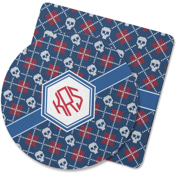 Custom Knitted Argyle & Skulls Rubber Backed Coaster (Personalized)