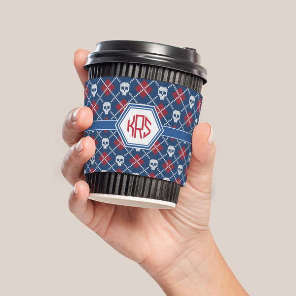 Knitted Argyle & Skulls Coffee Cup Sleeve - LIFESTYLE