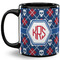 Knitted Argyle & Skulls 11 Oz Coffee Mug - Black (Personalized)