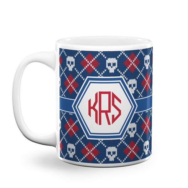 Custom Knitted Argyle & Skulls Coffee Mug (Personalized)