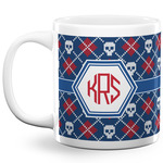 Knitted Argyle & Skulls 20 Oz Coffee Mug - White (Personalized)