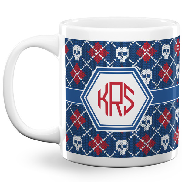 Knitted Argyle & Skulls Coffee Mug - 20 oz - White