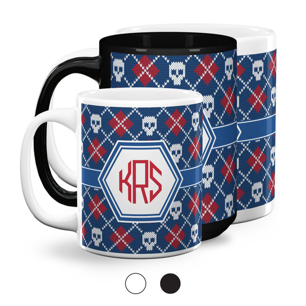Knitted Argyle & Skulls Coffee Mugs Main