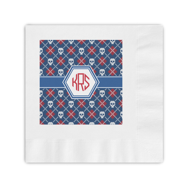 Custom Knitted Argyle & Skulls Coined Cocktail Napkins (Personalized)