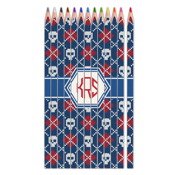 Custom Knitted Argyle & Skulls Colored Pencils (Personalized)