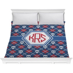 Knitted Argyle & Skulls Comforter - King (Personalized)