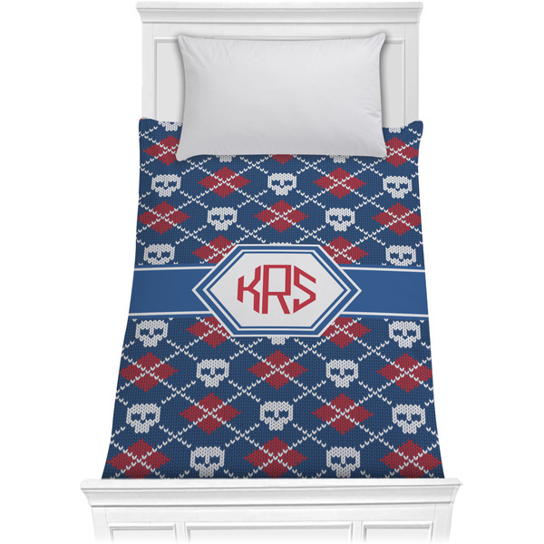 Knitted Argyle & Skulls Comforter (Twin)