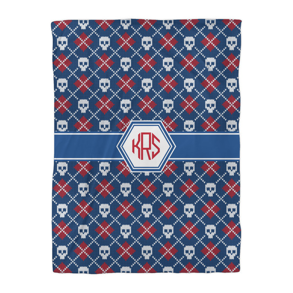 Knitted Argyle & Skulls Comforter - Twin XL - Front