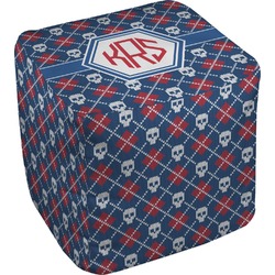 Knitted Argyle & Skulls Cube Pouf Ottoman (Personalized)