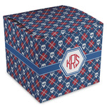 Knitted Argyle & Skulls Cube Favor Gift Boxes (Personalized)