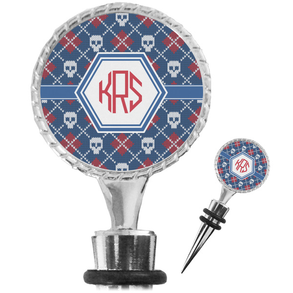Custom Knitted Argyle & Skulls Wine Bottle Stopper (Personalized)