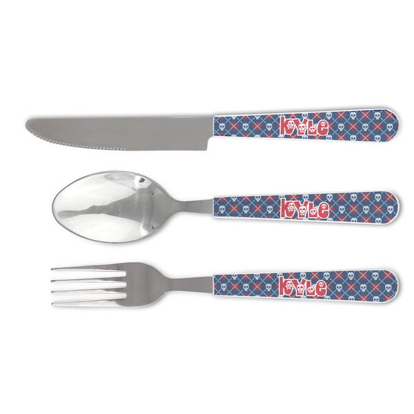 Custom Knitted Argyle & Skulls Cutlery Set (Personalized)
